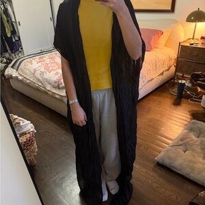 Black Sheer Long Kimono